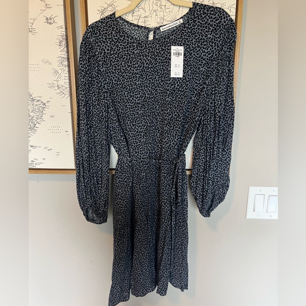 Abercrombie Blue & Black Leopard Mini Dress